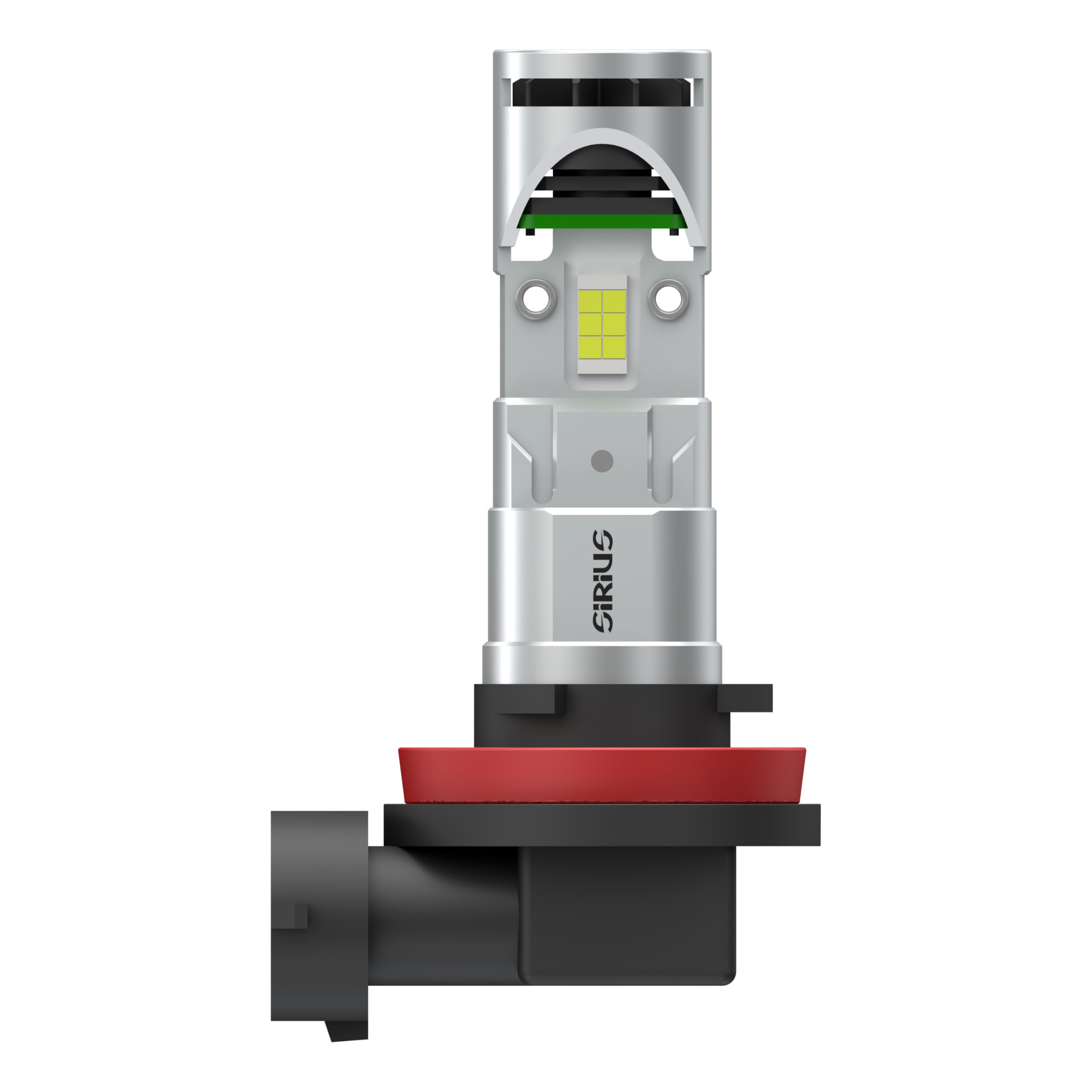 Sirius AIR LED H11 – Kit 2 Lampade Auto 12V 6500K, 2570 Lumens, Ventola Superiore Anti-Polvere, Raffreddamento Diretto Chip, Dimensioni Compatte, Attacco PGJ19-2, ECE R37