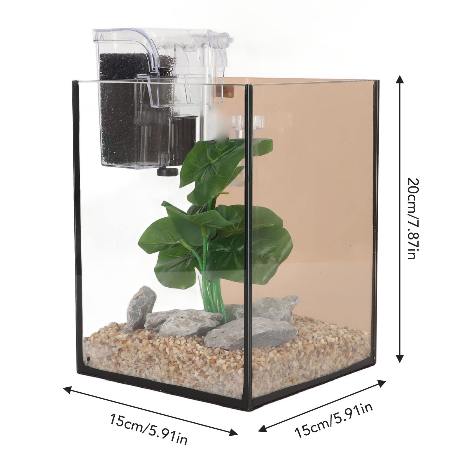 Piccolo Acquario da Tavolo, Kit Acquario Trasparente 3 in 1 Serbatoio Moderno e Compatto, Acquario Betta con Filtro e Luce LED per L'arredamento della Stanza (Spina europea 220 V)