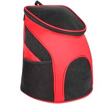 Dog Carrier Portable Cat Dog Pet Carrier Oxford Mesh Breathable Pet Storage Bag Outdoor Travel Backpack (Red, Suitable for Pets Under 4 kg)