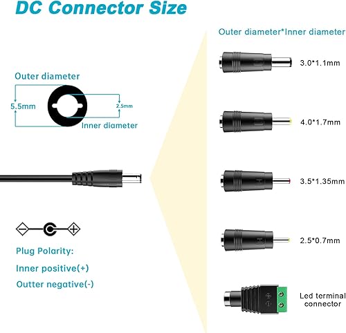 Miniatura 3 de Fuente de alimentación de 24 V CC, adaptador de 24 V CACC, cable de alimentación CC para tira de luz LED, cámara CCTV, altavoz Bluetooth, lámpara de