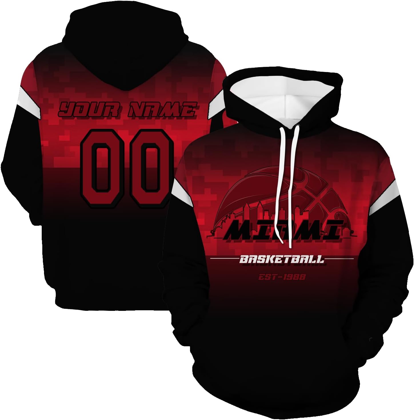 Custom Pullover Hoodie Basketball City Gifts for Men Women Hooded Youth Sweatershirt Personalized Your Name Number