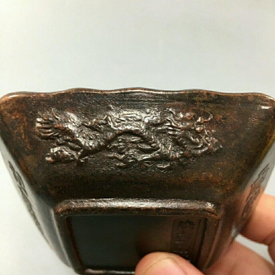 銅細工 福寿双全招財進宝筆洗 書道具 文房具 置物