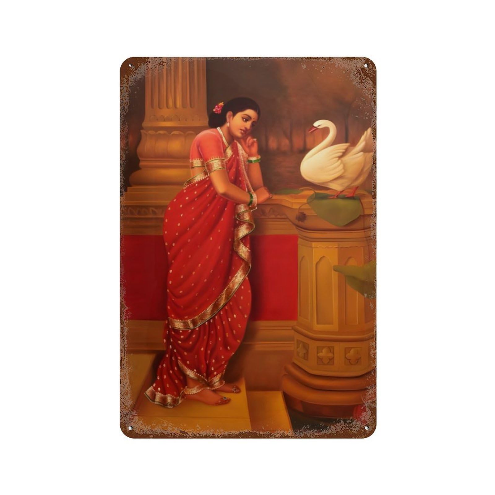 xiaoxiaoshen Raja Ravi Varma (4) Wall Decor Art Metal Tin Poster Modern Home Decor Art Home Bar Shop Decorations Vintage Sign 30x20cm