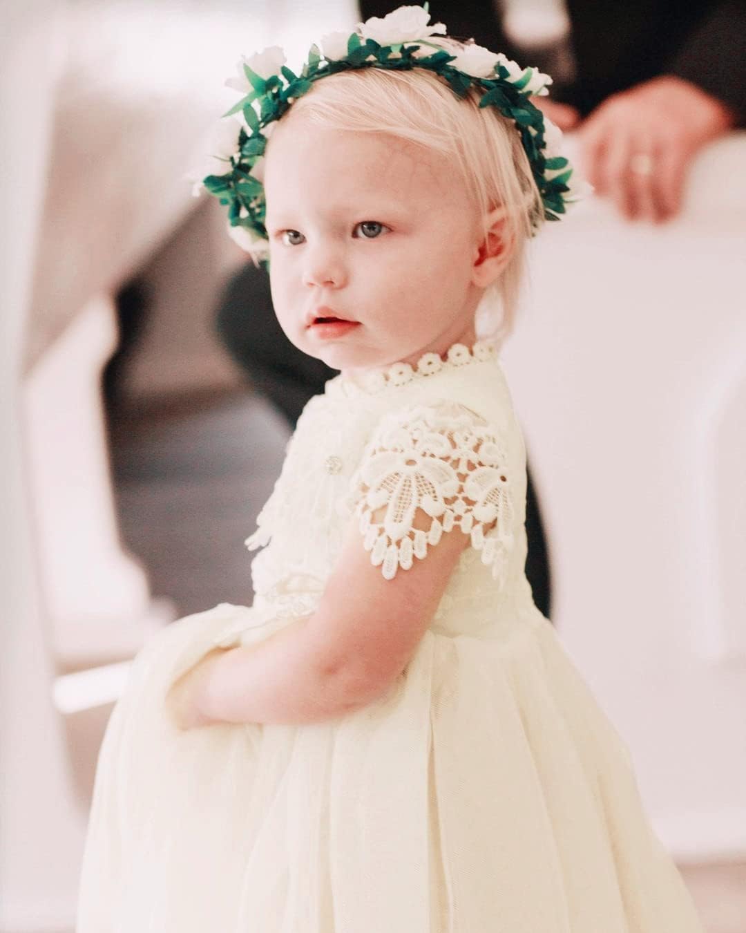 2Bunnies Girl Boho Bohemian Rustic Communion Crochet Lace A-Line Tulle Flower Girl Dress