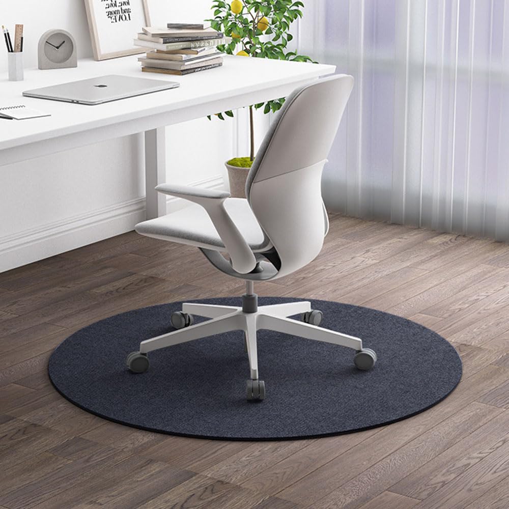 Odot Redondo Alfombra para Silla de Escritorio, Alfombra Protectora Suelo Silla Ruedas Antideslizante Gaming, Tapete de Protección de Oficina, para Parqué, Suelos Duros (Gris Oscuro,80cm)