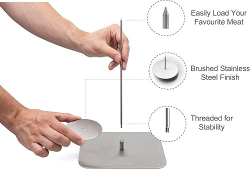 Miniatura 3 de Pincho vertical - Pincho Al Pastor para parrilla - Pincho de barbacoa brasileño Churrasco para barbacoa Shawarma - Pinchos para kebabs, donador,