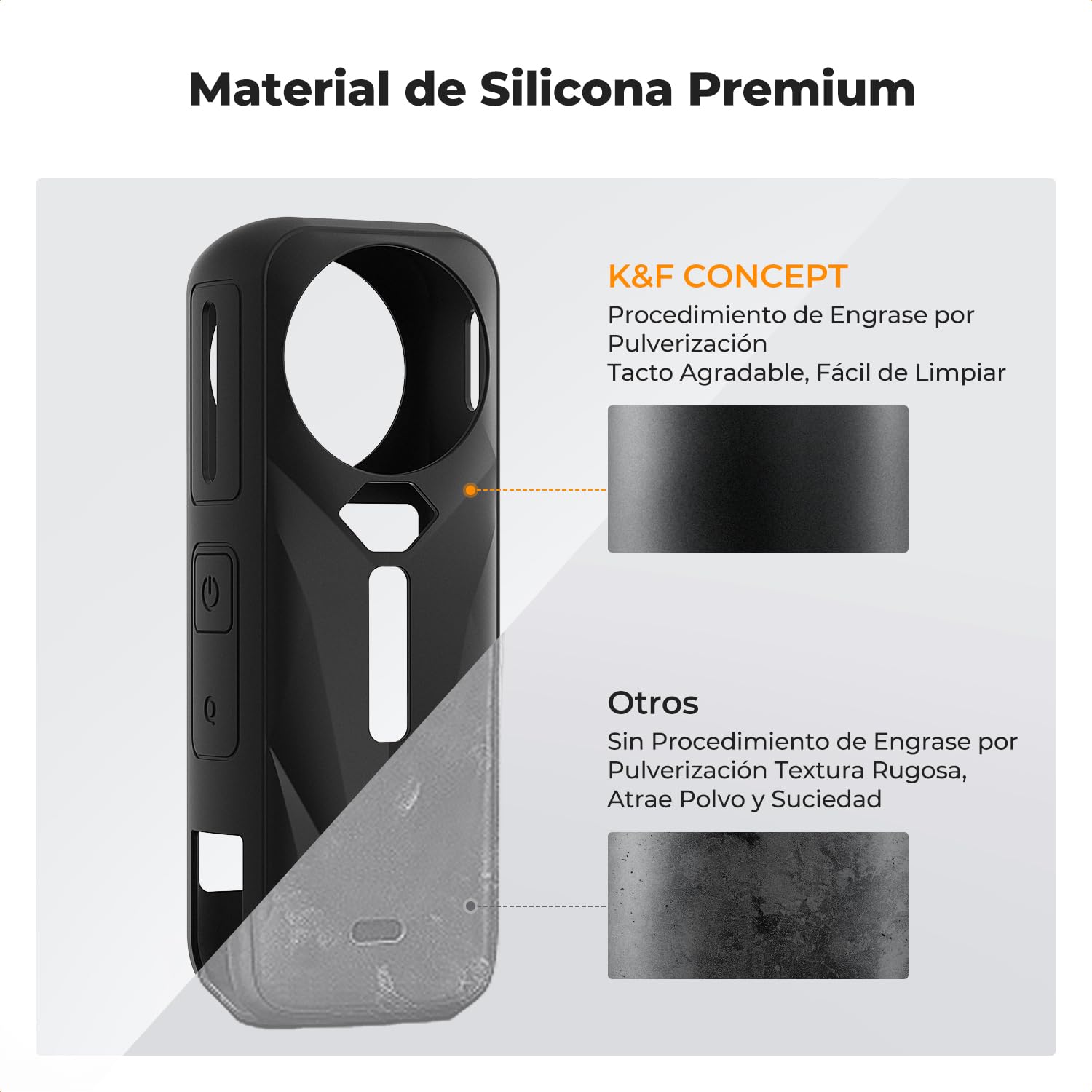 K&F Concept Funda de Silicona Negra para Insta360 X5, Funda Protectora Suave con Tapa para Lente, Batería Abierta, Protección Total para Cámara de Acción Accesorios