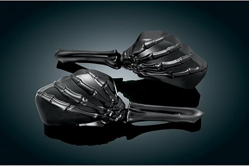 Miniatura 5 de Kuryakyn espejo de mano Skeleton con cabezal y vástago negro NegroCromo