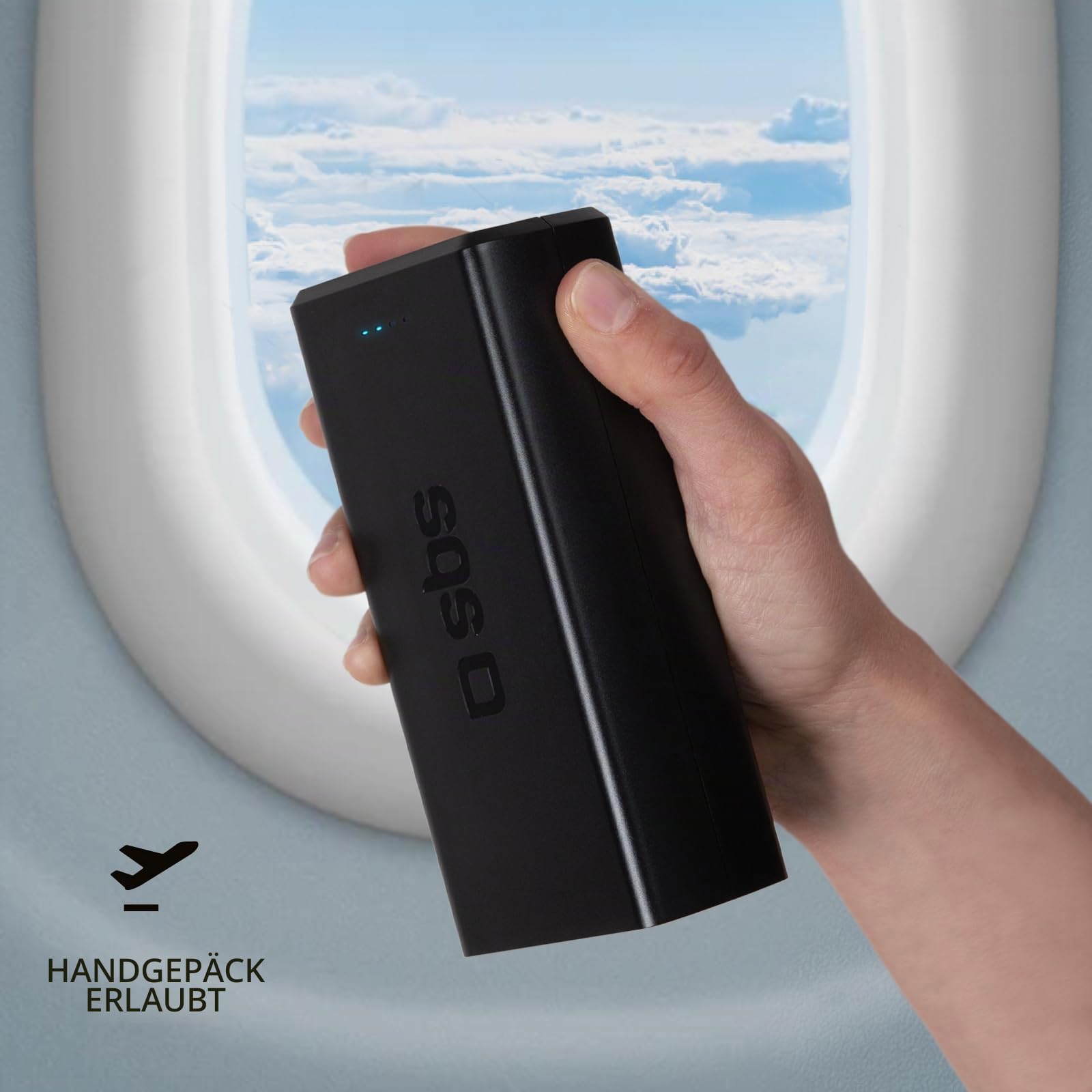 SBS PowerBank 30K Fast, 30.000 mAh Power Delivery, Schnellladung 20 W, Adaptive Fast Charge (AFC), Status-LED, USB-C, USB-A, Ladegerät für iPhone, iPad, AirPods, Samsung, Tablet, Smartphone