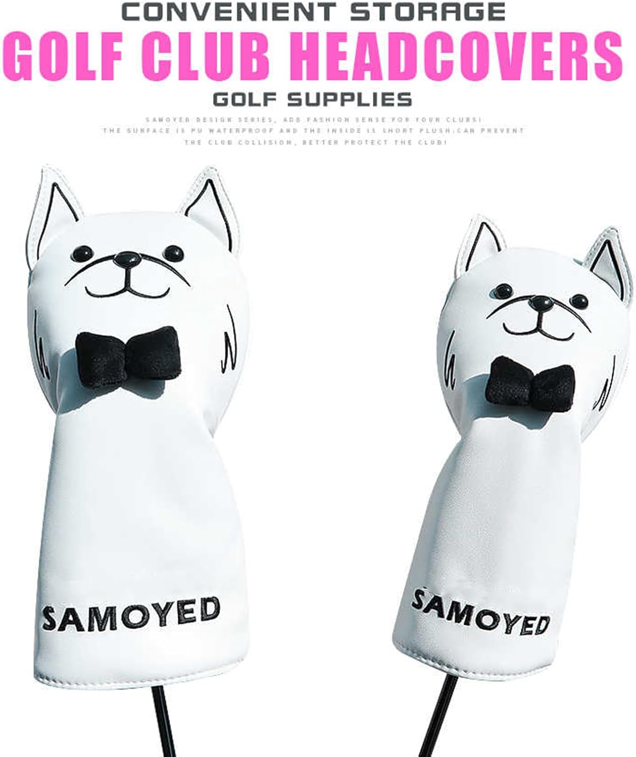 Golf Club Head Cover | 4X Dog Head Covers for Golf Clubs | Wear Resistant Headcovers with Soft Plush Lining, Golfer Accessories