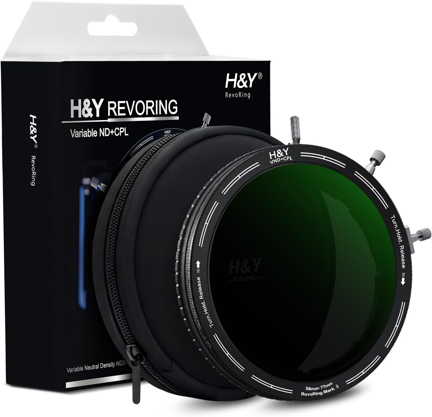 H&Y RevoRing MKⅡ 58mm 62mm 67mm 72mm 77mm Variable ND Filter & CPL Polarizer, 3-in-1 VND (ND3-1000) Camera Lens Filter with Adjustable Adapter Ring, 22 Multi-Layer Nano-Coating