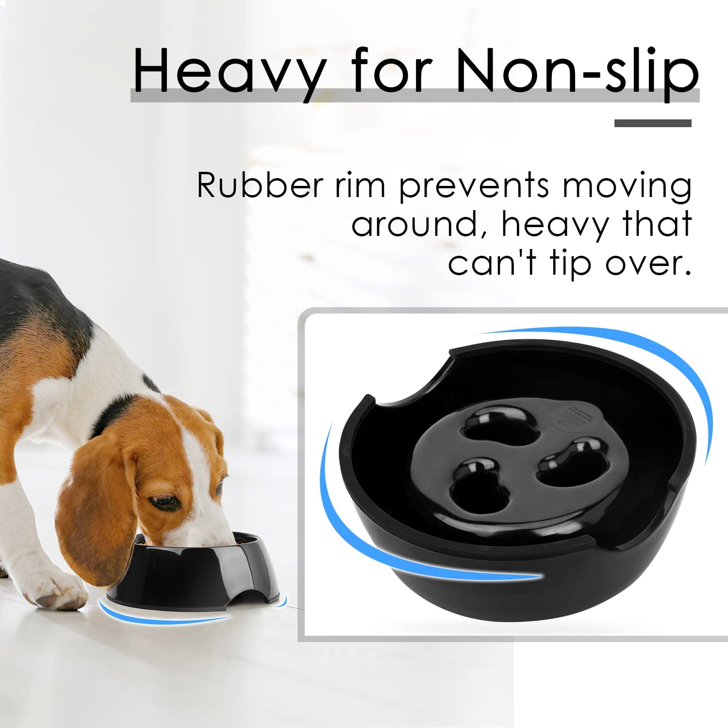 Super Design - Ciotola per cani con alimentazione lenta, melammina, tazza da 1,5, nera, 21,8 x 21,3 x 6,9 cm, 0,6 kg