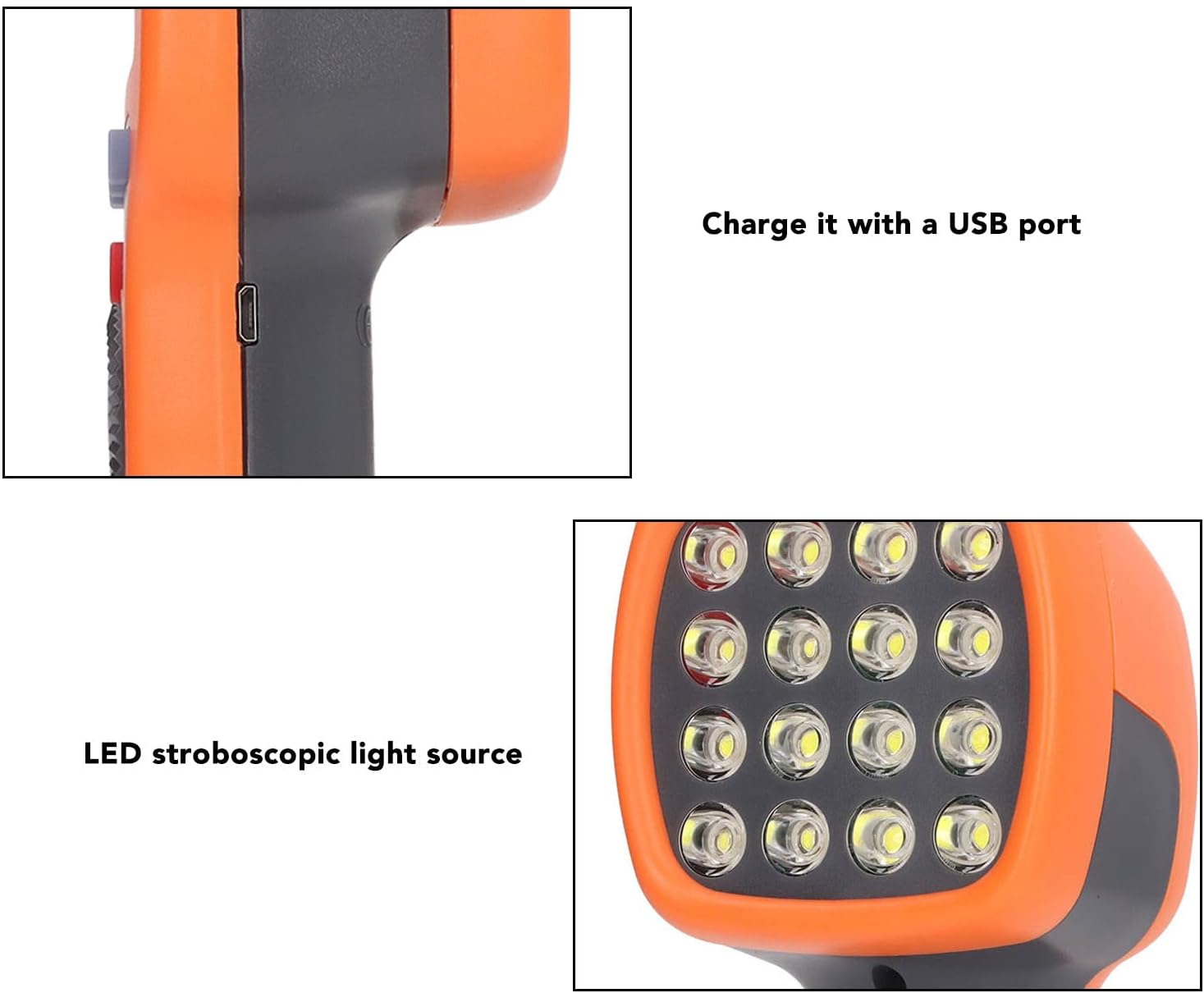 Digital Handheld Stroboscope High Accuracy LED Flash Strobe Speedometer Tachometer for HVAC Motor Printing Gear Meshing CNC Machine Tools ABS Material 466g