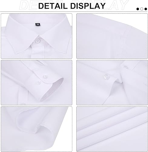 Miniatura 5 de Camisa de vestir de manga larga para hombre, ajuste regular, casual, con botones, color liso, con bolsillos