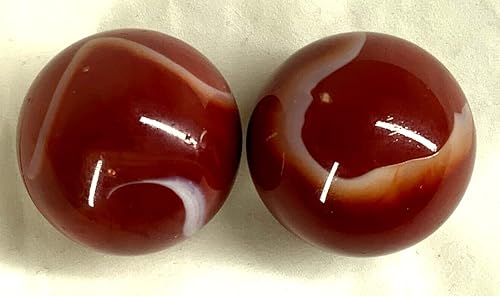 Miniatura 6 de Juego de 2 canicas de vidrio sólido para decoración de acuario de 1.378 in, diseño de remolino rojo y blanco