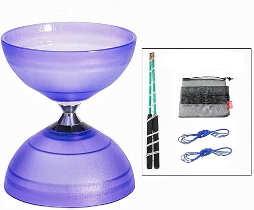 Diablo flexible de doble cabeza transparente de 5 pulgadas, con eje vivo, juego de diábolo chino Yoyo con varillas de diablo de fibra de vidrio,