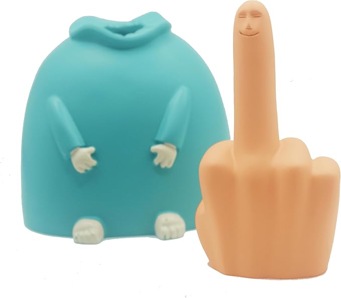 Estatua de dedo medio sonriente, decoración de resina para escritorio miniatura 4