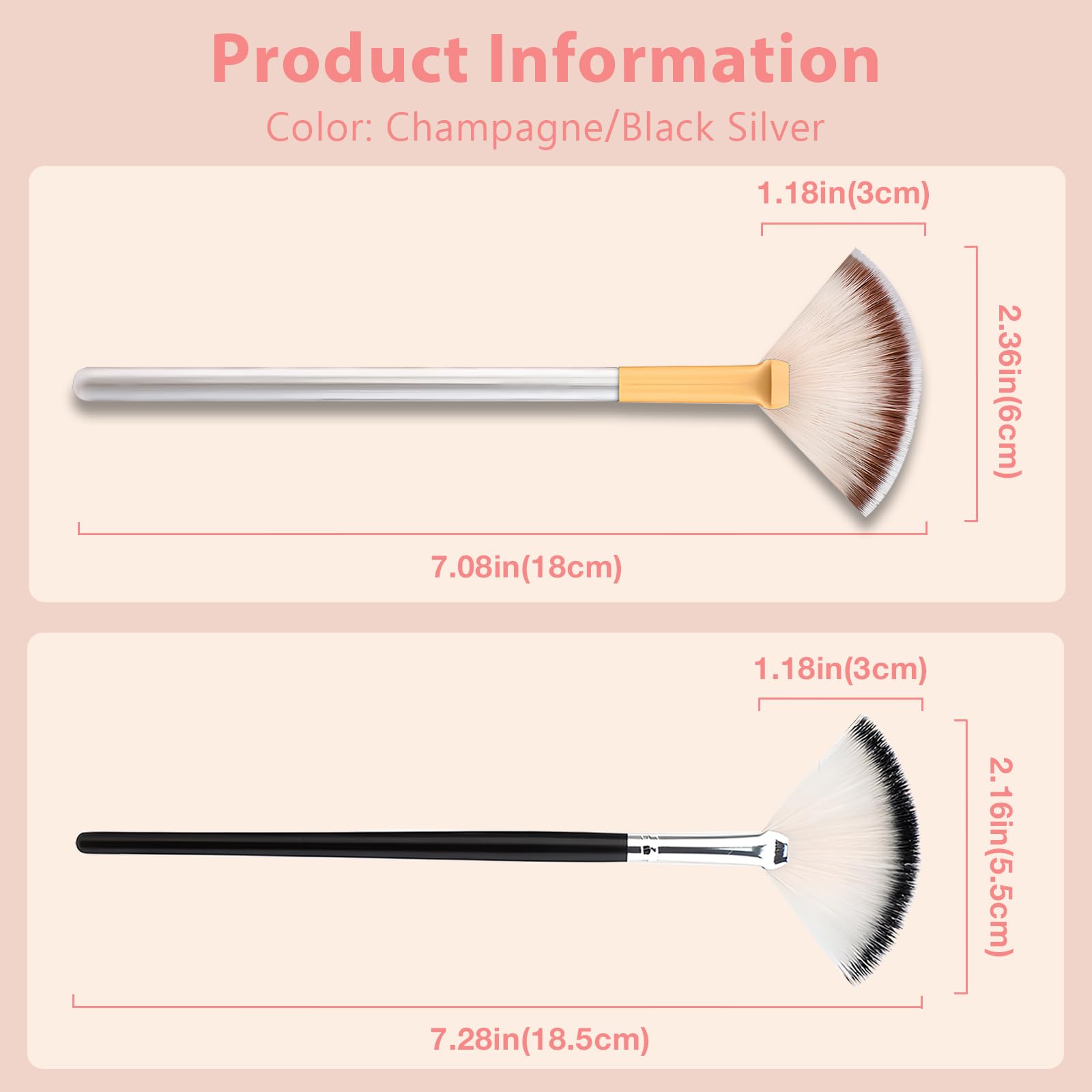 6-Piece Facial Fan Brush Set, Soft Face Mask Applicator for Makeup and Skin Care, Dual-Color