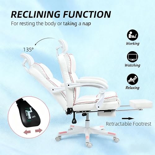 Miniatura 6 de Silla ergonómica de escritorio de oficina para videojuegos, cómodas sillas ejecutivas con respaldo alto con reposabrazos y reposapiés, sillas