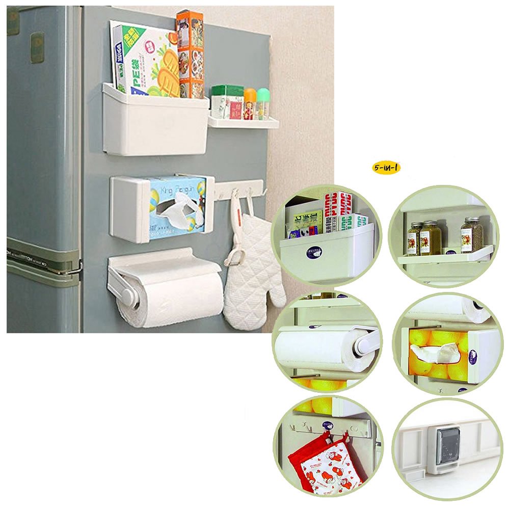TOAO Refrigerator Rack 5pcs/set Plastic Strong Magnetic Refrigerator Rack Storage Fridge Paper Towel Holder