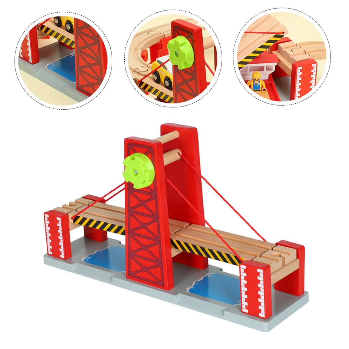 Eisenbahnspielzeug Zugbrücke aus Kunststoff und Holz Rot Kompatibel mit Holz Eisenbahnschienen Fördert Logisches Denken Geeignet für Kinder und Kleinkinder zur Weihnachtszeit