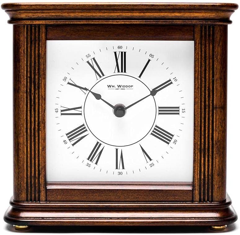 Walnut Finish Wooden Square Chiming Mantel Clock - Westminster Chime