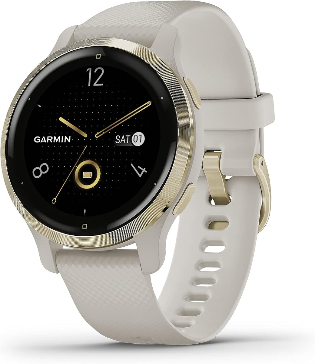 Garmin Venu 2S, Smaller-Sized GPS Smartwatch with Advanced Health Monitoring and Fitness Features, Light Gold Bezel with Tan Case and Silicone Band, (010-02429-01) (Renewed)