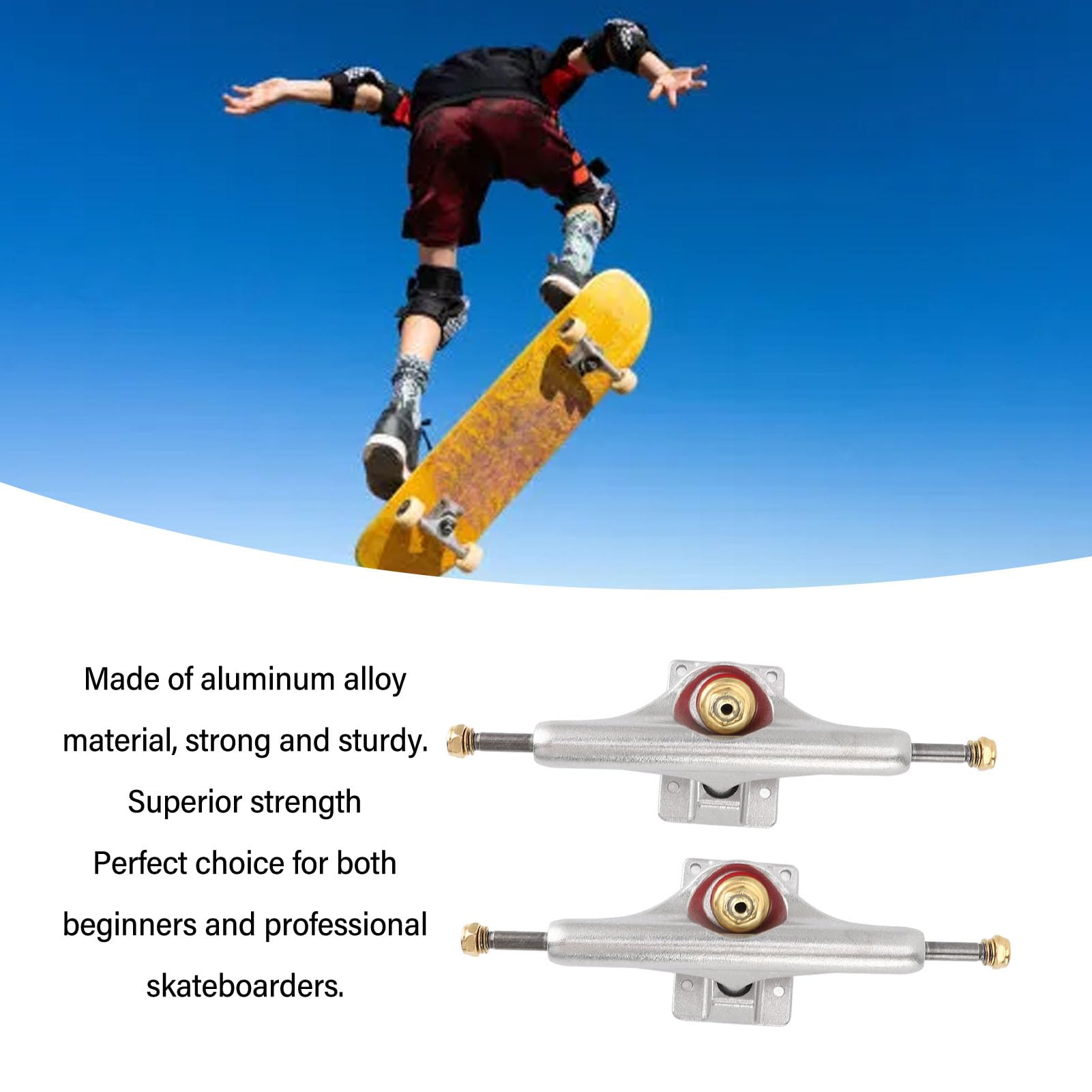 Trucks de, 2 Roulements de en Alliage D'aluminium Léger avec Suspension en PU pour Planche de 7,75 à 8,25 Pouces, Patins de Durables, Matériel de, Kit de Démarrage combiné