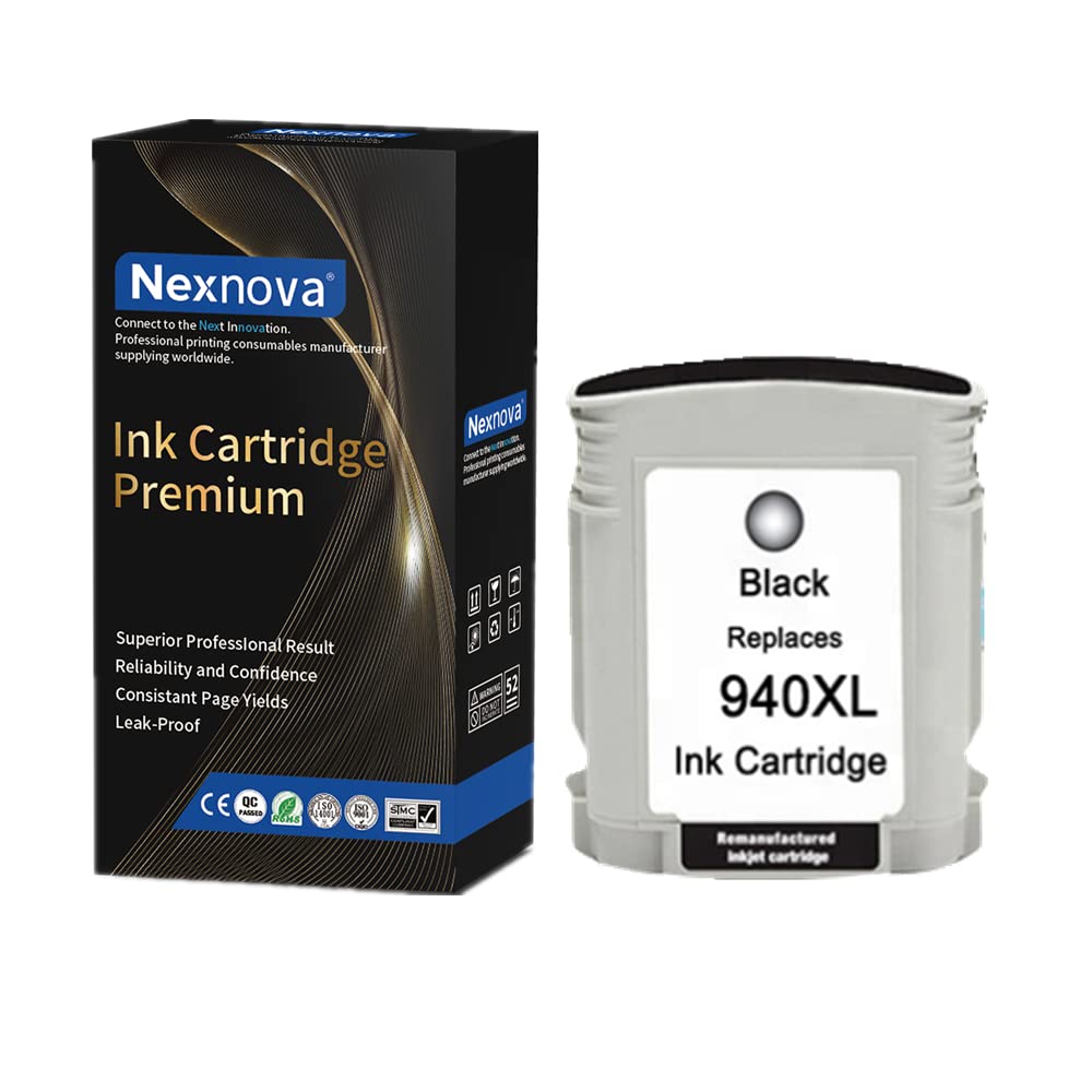 NexNova® Ink Cartridge 940XL for HP (C4906A) High Yield 1-Pack Black 940 XL for HP Officejet Pro 8000-A809a/A811a/A809n/8000 Wireless Officejet Pro