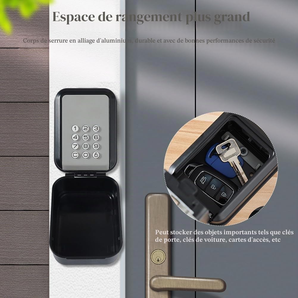 Boite a Clefs Securisee Exterieur avec Code Numérique Extérieur - Boite a Clef Bluetooth avec Code pour L'extérieur - Smart Lock - Code PIN à 12 Chiffres - Étanche et Montage Mural