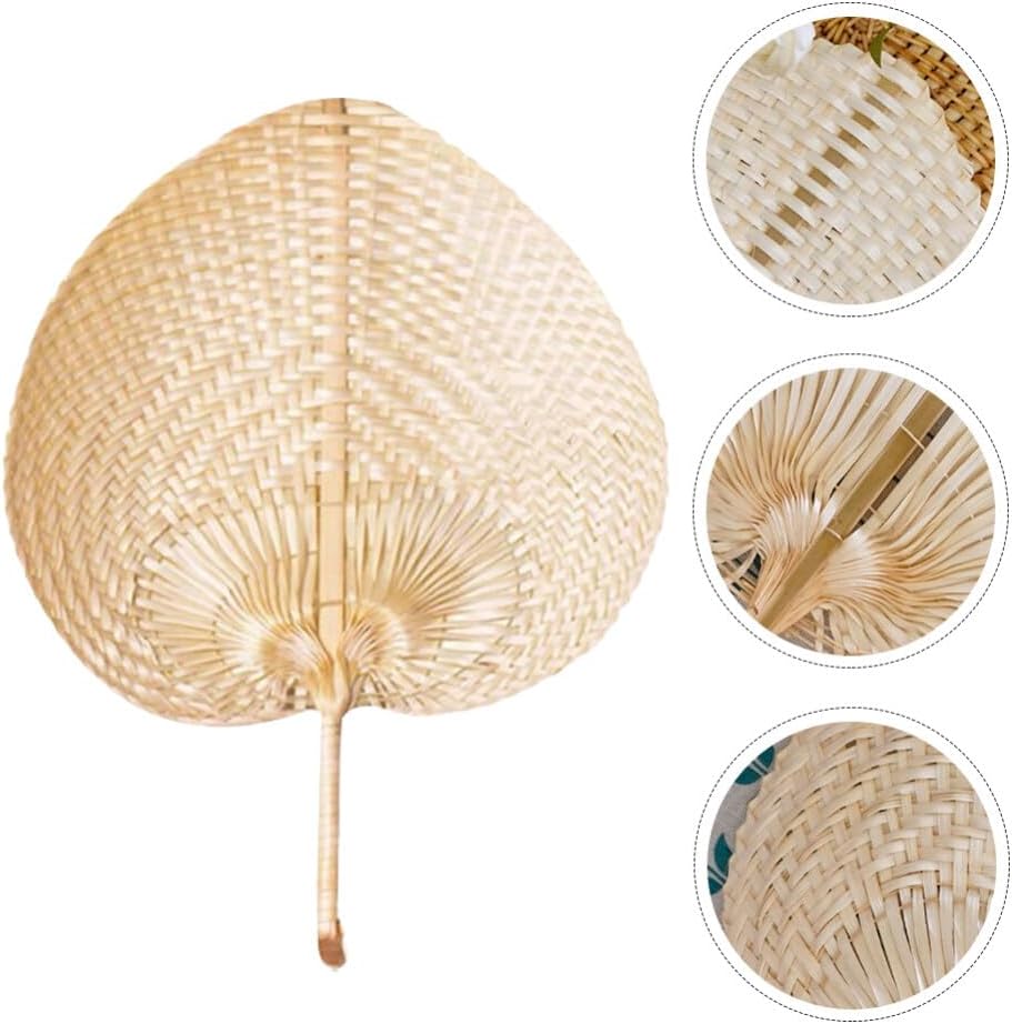 Alipis Giant Hand Fan 4pcs Natural Raffia Fans, Handmade Palm Leaf Handheld Fans Chinese Style Hand Weaving Fan for Summer Cooling Supplies Home Wall Decoration Portable Hand Fan