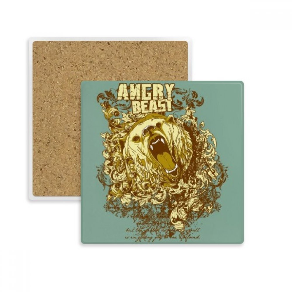 Coaster pierre absorbante dessous de verre motif ours jaune graffiti pour cadeau