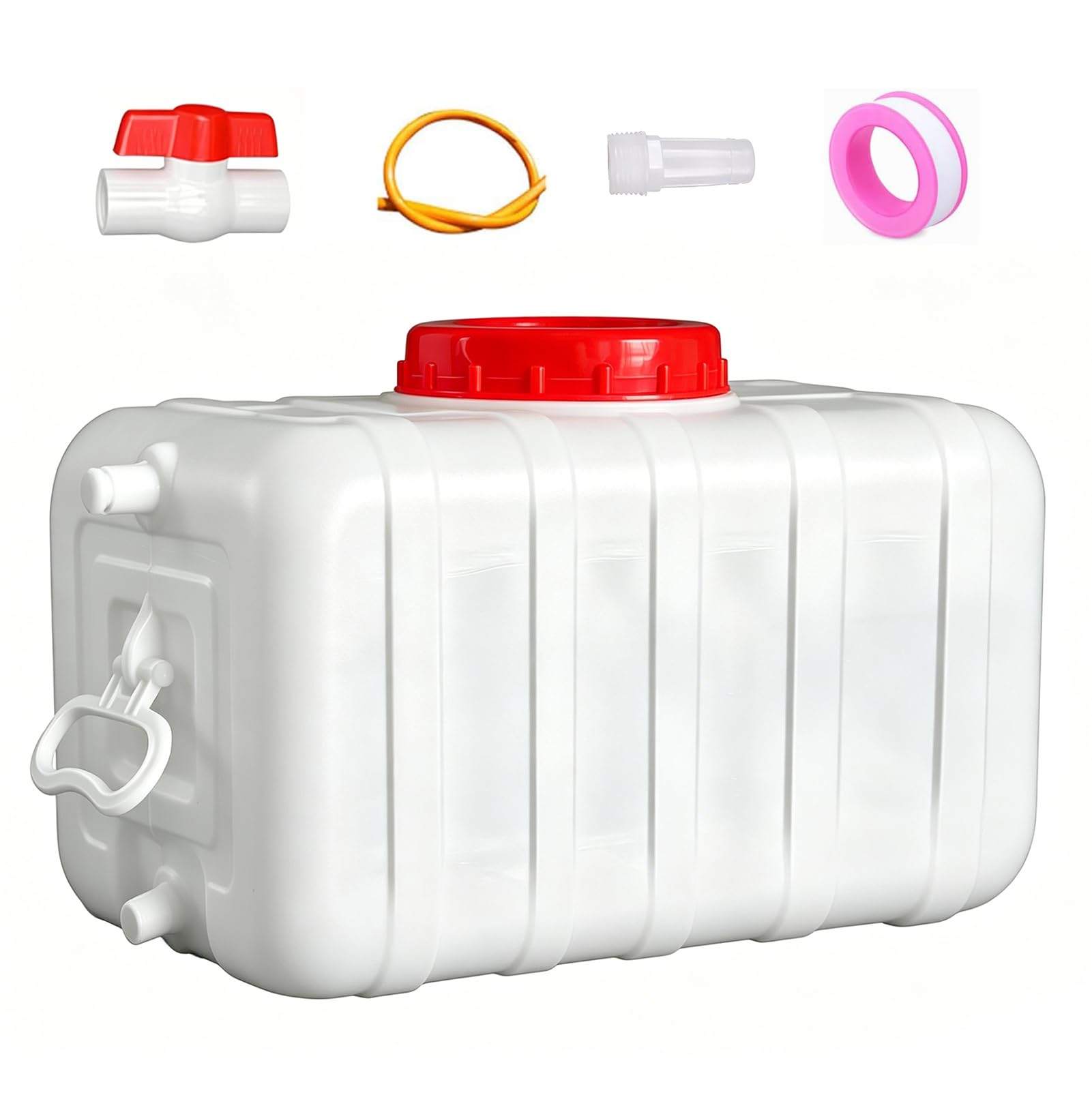 LIROPAU - Depósito de agua de plástico de 50L, contenedor de agua de plástico de grado alimenticio con llave, depósito de agua portátil para uso doméstico, viaje, RV y emergencia