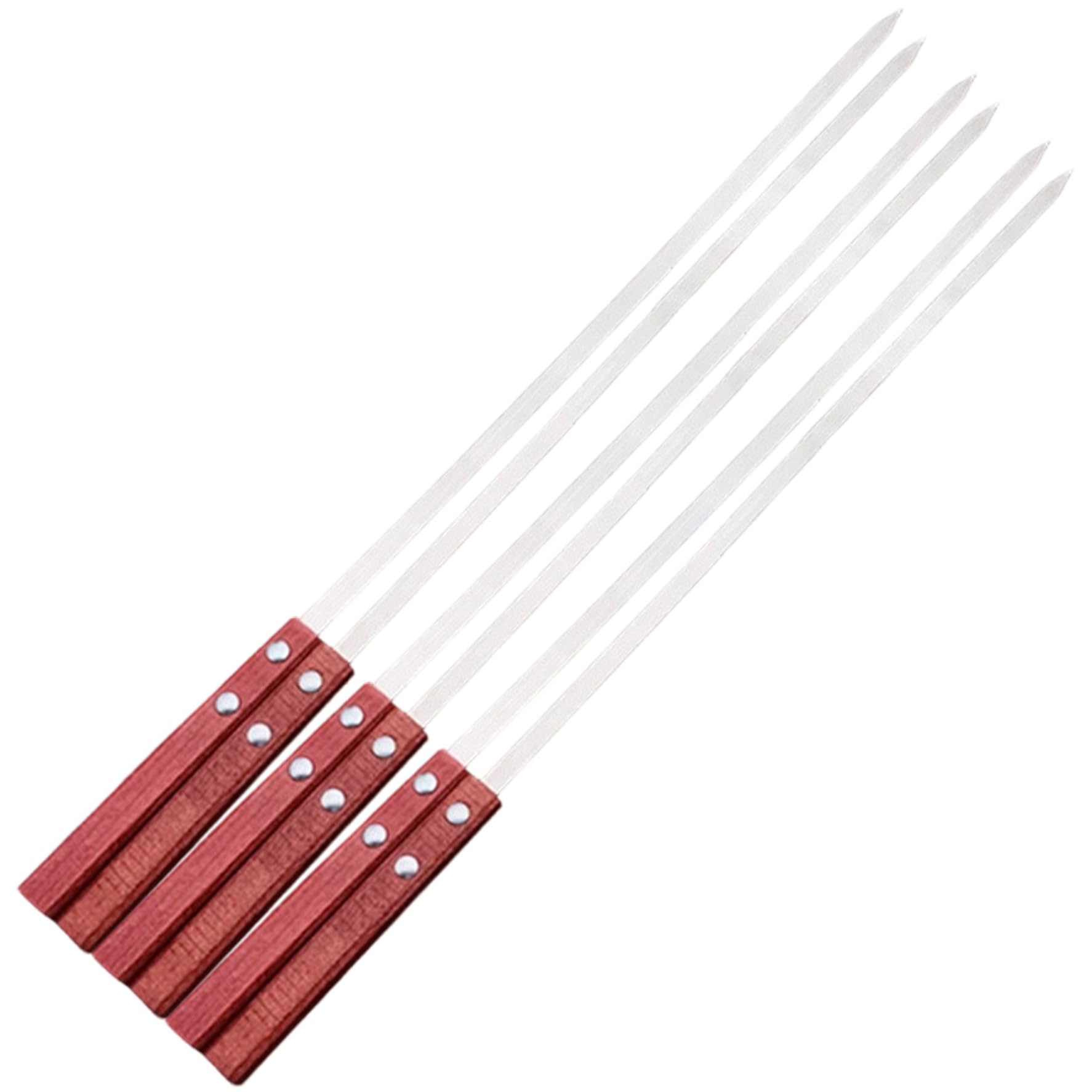 Wedhapy Metal Skewers for Kebabs 6Pcs Kebab Skewers Long and Thick Reusable Stainless Steel Kebab Sticks with Wooden Handle for Meat, Chicken, Sausages, 19.69x0.28