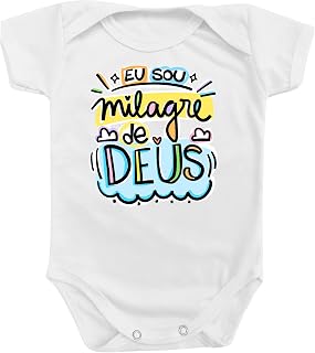 Body Bebê Eu Sou Milagre de Deus Fé Religião Meninos Meninas COR:MENINO;TAMANHO:M