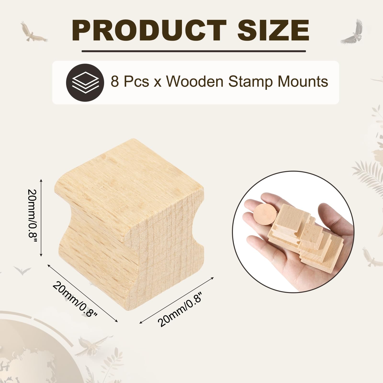 PATIKIL 20x20mm Wooden Stamp Block - Image 2