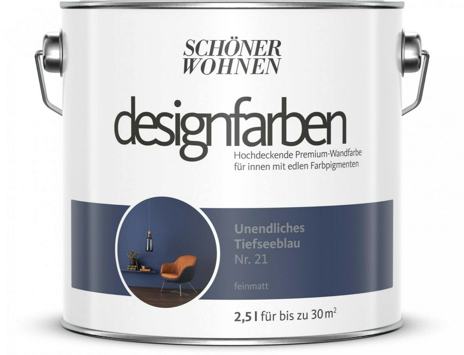 Schöner Wohnen designfarben feinmatte Wandfarbe für innen 2,5 Liter mit go/on Rollen-Set 5-tlg (Nr 9 Weiches Strandbeige)