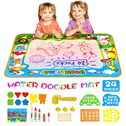 AOLUXLM Jouet Bebe 1-8 Ans Garçons Fille, Coloré Tapis de Dessin Eau pour Enfant, Grande Tapis Aqua Doodle 100 * 70cm, Magic Aquadoodle Mats Jouet Éducatif Idéal & Cadeau de Noël pour Enfants