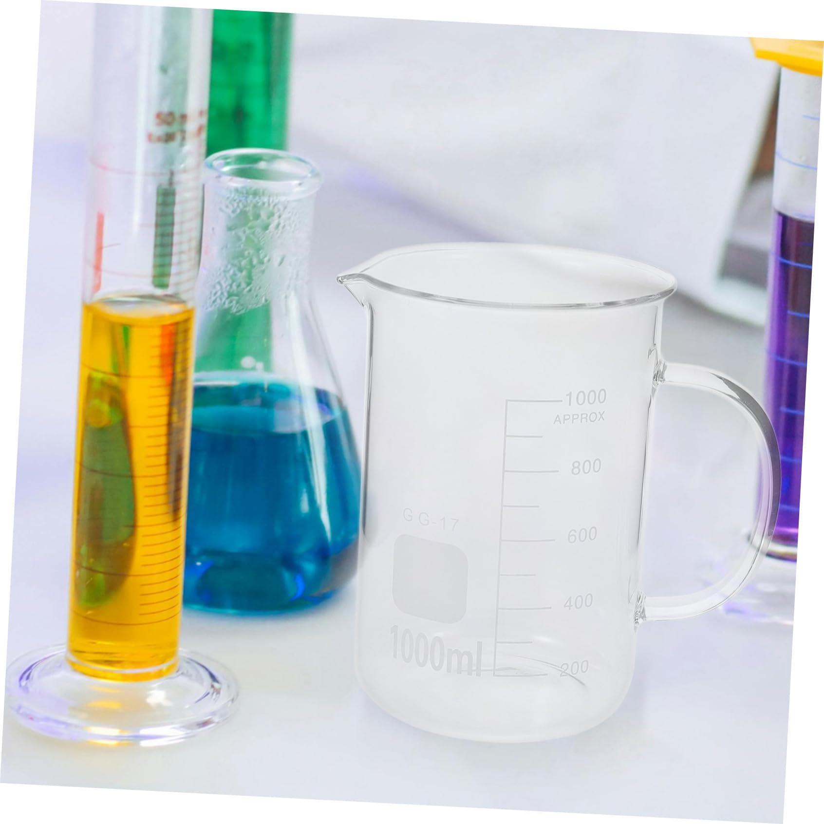 Gatuida Messbecherglas mit Griff und Ausguss 1000 Ml aus Glas für Präzises Ausgießen und Einfaches Tragen für Küchen und Andere Anwendungen