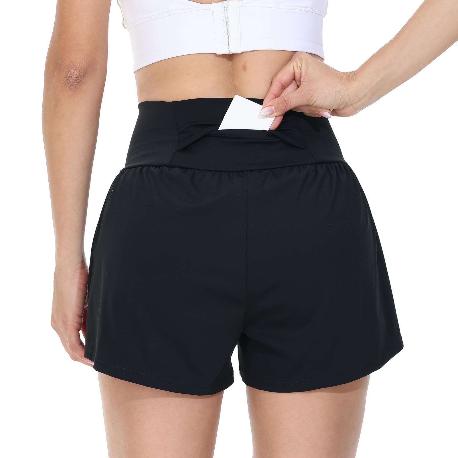 Blaosn Flowy Laufshorts für Damen, Workout, athletisch, Fitnessstudio, Yoga, hohe Taille, mit Taschen, niedlich, kurze Hose, lässiger Sommer