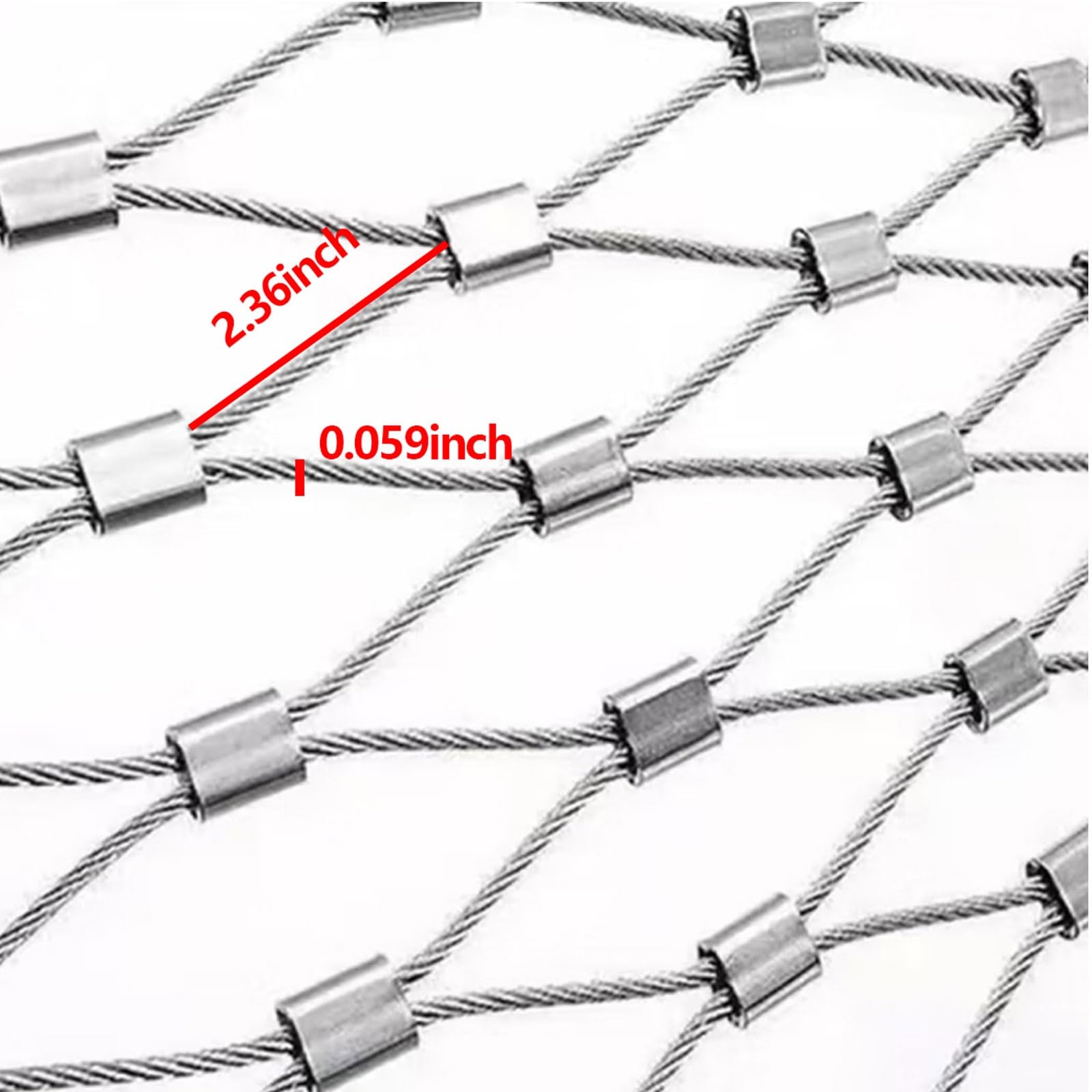 Rollo de valla de malla de alambre de acero inoxidable 304, 6 cm, 1,5 mm 86.11 pies cuadrados, versátil, resistente a la intemperie para jardines, puentes y escaleras, diseño de varias hebras