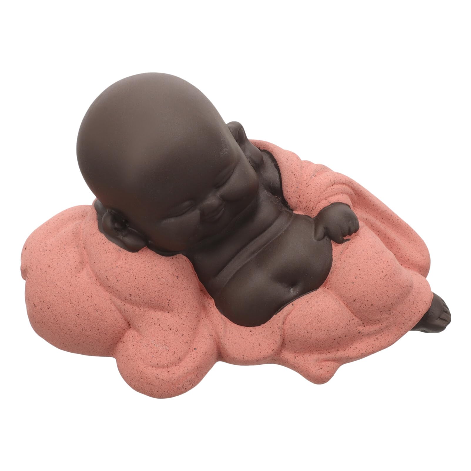 SEWACC Smiling Buddhas Laughing Buddha Statue Monk Figurines Chinese Ceramic Tea Pet Purple Sand Tea Ornaments Small Buddha Figurine Good Luck Feng Shui Decor for Home Decor B