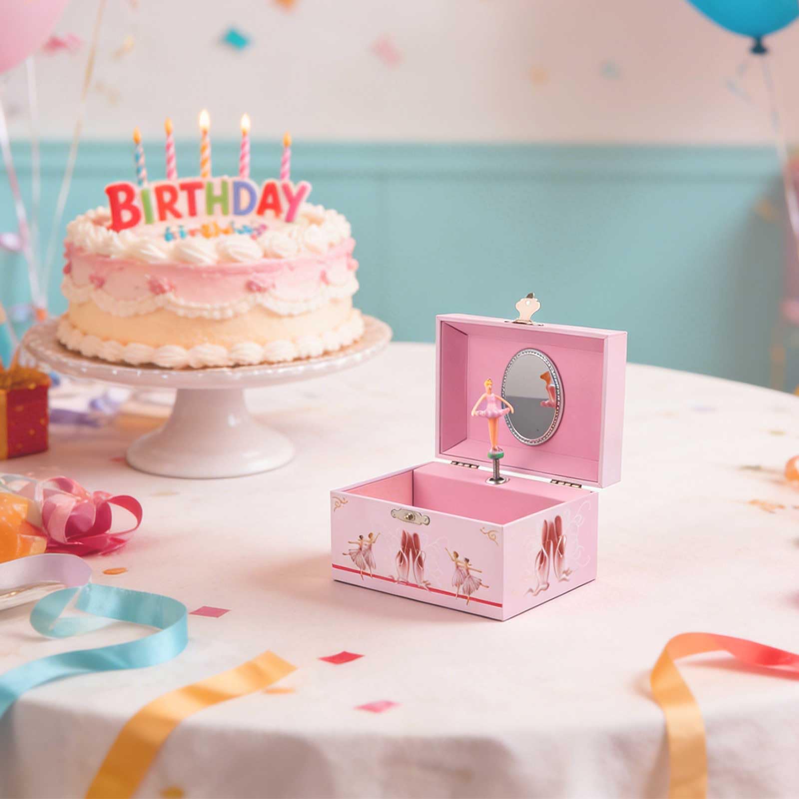 PACKOVE Caja de Música de Ballet para Niña Rosa de 5 Pulgadas con Bailarina Giratoria, Joyero Musical Infantil para Almacenamiento de Joyas, Decoración y Obsequio Adecuado para Niñas