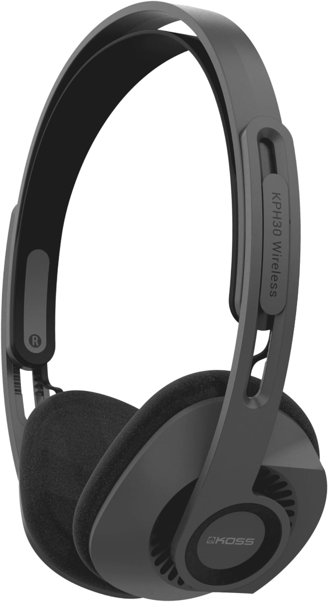 KPH30 Wireless Bluetooth Retro Style On-Ear Headphones, 20+ Hour Battery Life, USB-C Charging, Microphone, Stealth Grey