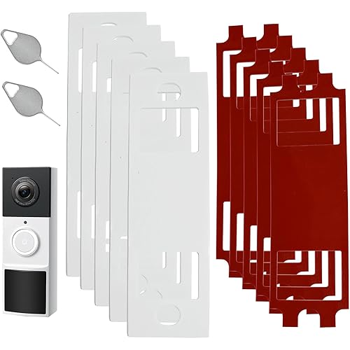 TEKCAM 5 Pcs Doorbell Adhesive Mount no Drill Compatible with TP-Link Tapo Doorbell D210, D225, 5 Pcs Doorbell Backplate Single Tape for Drilling, 2 Pcs Flat Doorbell Key