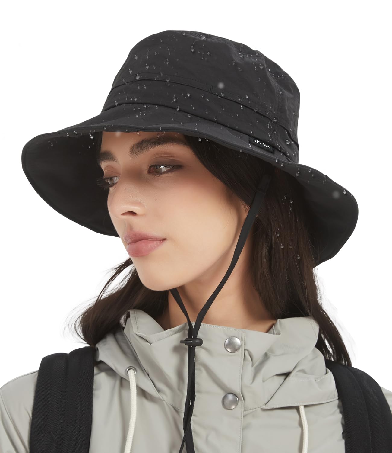 Creekstone Bucket Hat Waterproof Rain Hat for Women Men Sun Hats UPF50+ Packable Summer Hat Hiking Travel Floppy Sun Hat (UK, Alpha, One Size, Black)