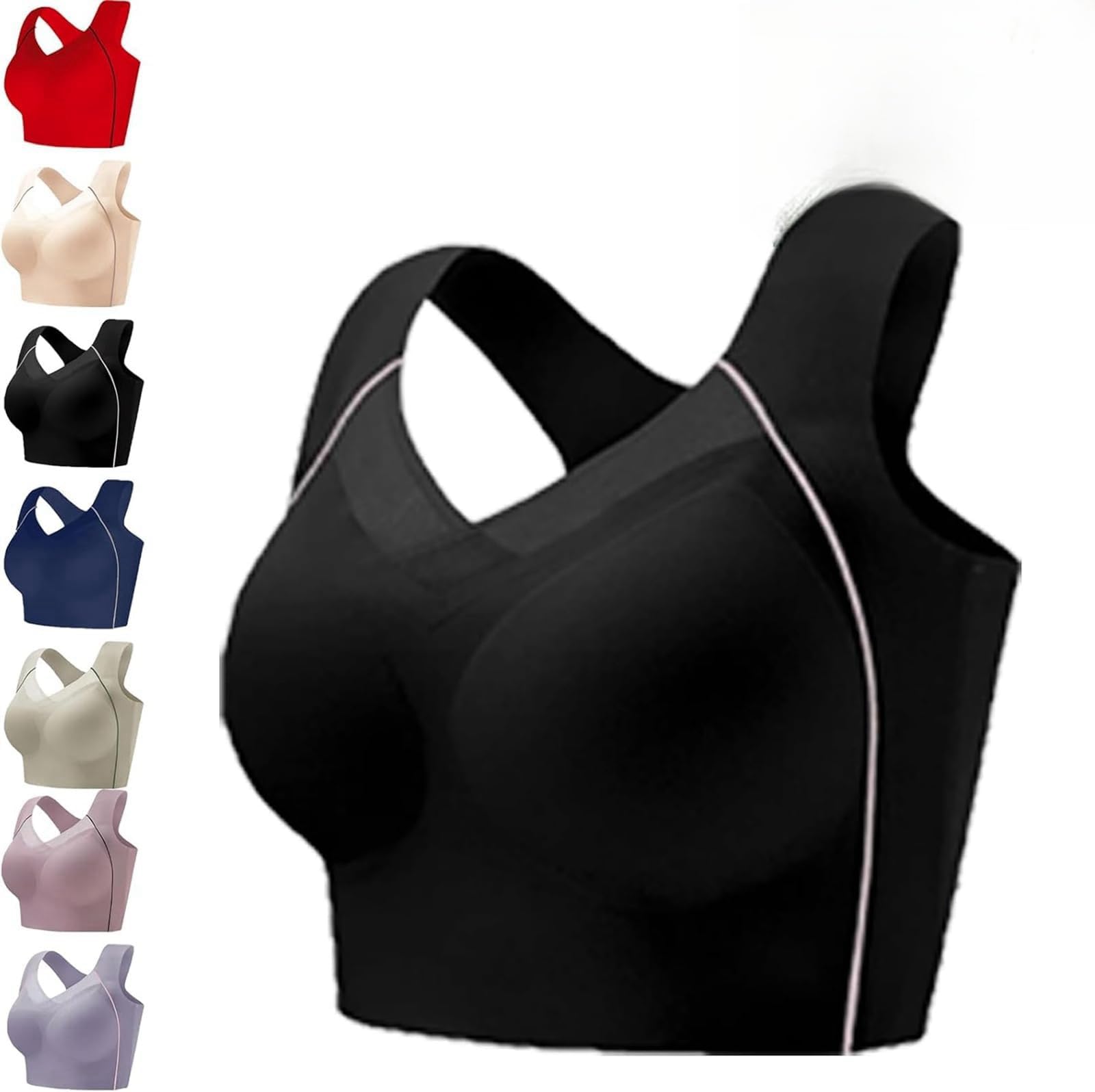 Liketonline Push-Up Full Cup Bra, Push up Full Cup Pads Large Size Breathable Bras, Wire Free Push-Up Bra, Back Support Bra (Black,5XL)