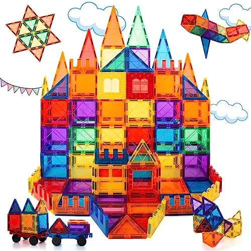 MagHub Magnet Toys Magnetic Tiles, 65 PCS Magnetic Building Blocks Set Learning Educational Toys for Boys Girls Preschool Educational Construction Kit Magnet Stacking Toys for Kids Toddlers Children