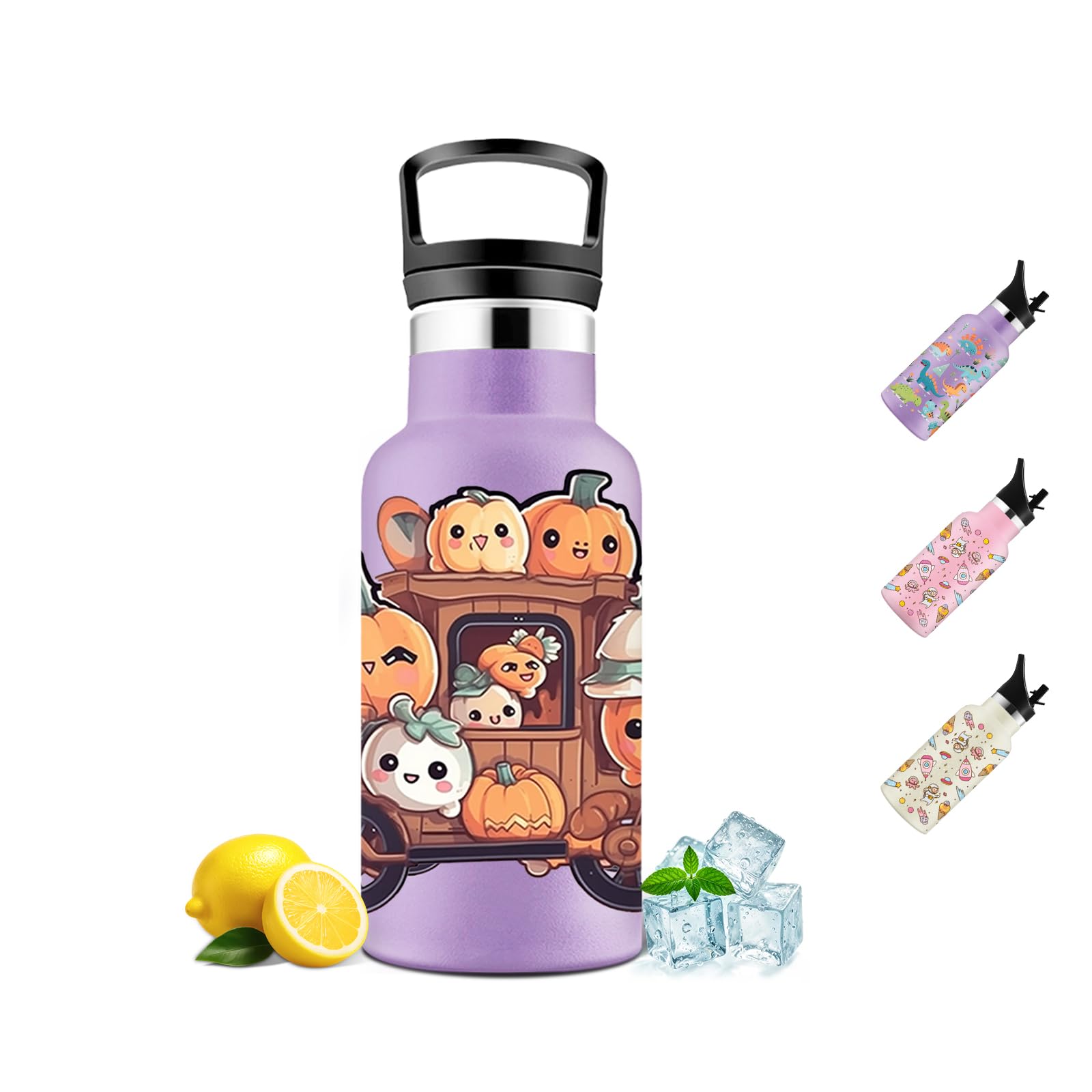 Mulbijeo Botella Agua Acero Inoxidable 350 ml, Termo Agua Fria, Cantimplora Termica Sin BPA, 12H Caliente/24 Frío, para Niños & Adultos, Botella Acero Inoxidable para Deporte, Oficina, Yoga