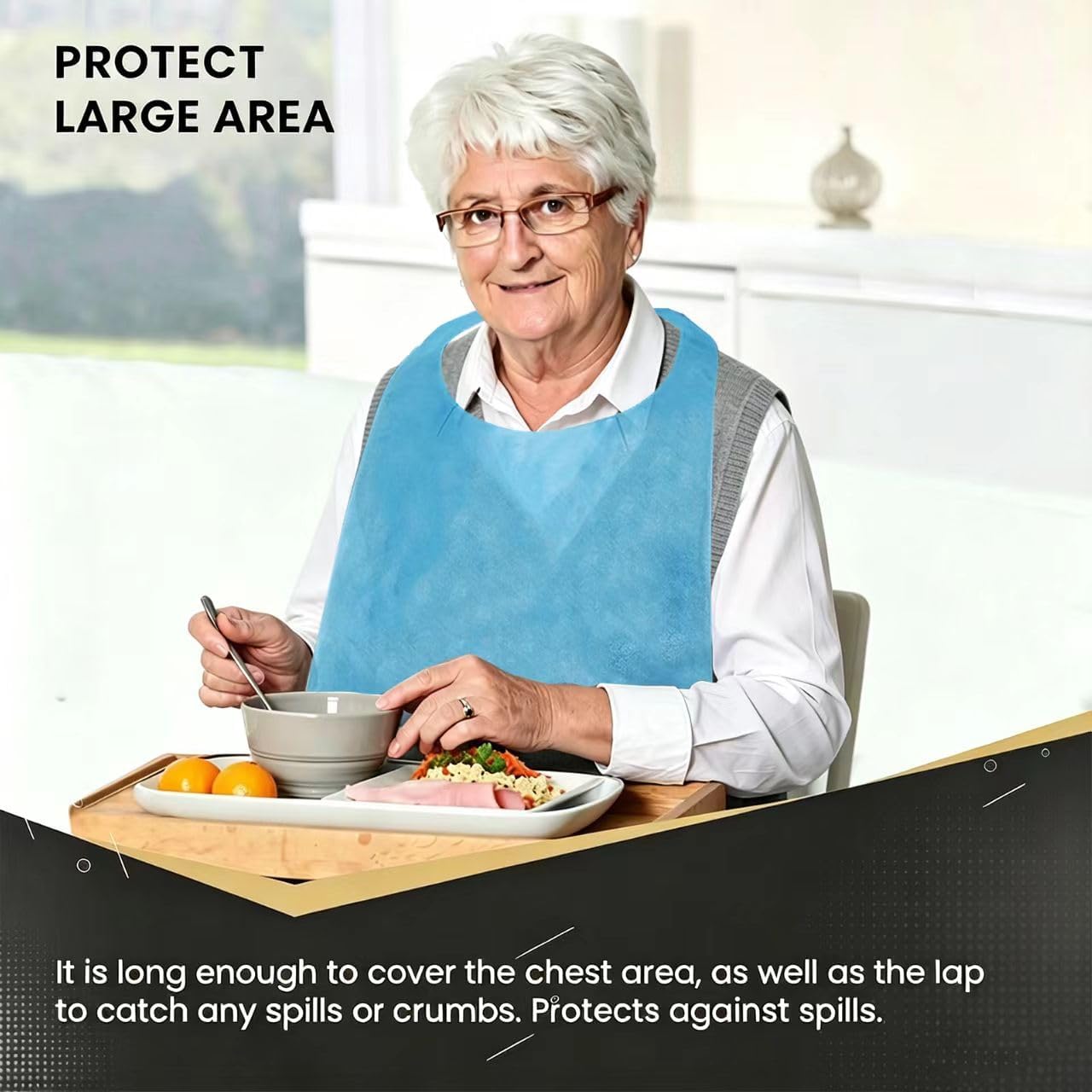 Disposable Bibs for Adult, Elderly Eating,Size 16X27